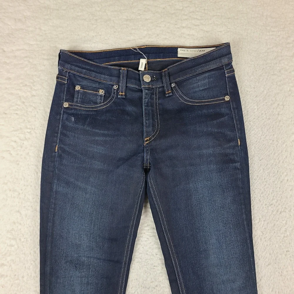 Rag & Bone Jeans Womens 27 Blue Skinny Dearborn Dark Wash Denim